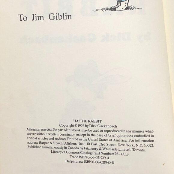 "Hattie Rabbit" by Dick Gackenbach 1976 I Can Read Book Hardcover - Picture 5 of 6